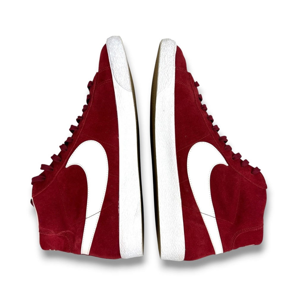 Nike Blazer Mid Premium Team Red Suede Mens 14 Big Swoosh Retro Shoes 429988-603 - Picture 6 of 12